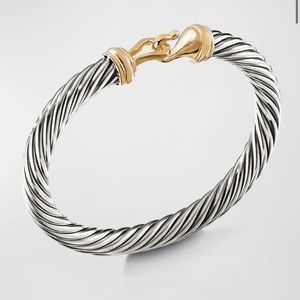 David Yurman 7mm Cable Buckle Bracelet with Gold